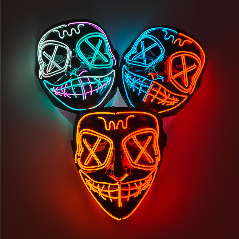 Led Purge Mask Halloween - Máscara brilhante de led sem fio